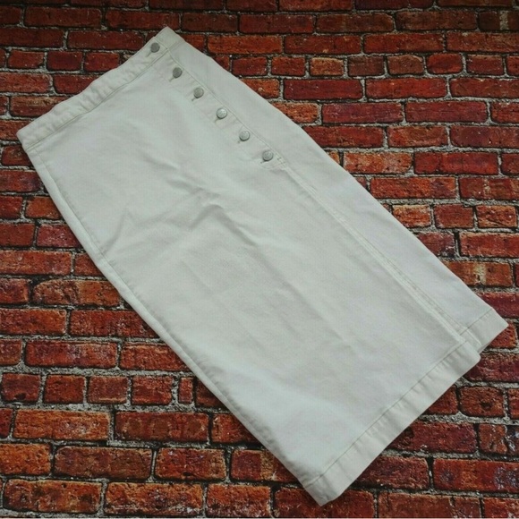 Free People Jasmine Denim Midi Skirt Button Slit Size 0 - Picture 8 of 15